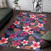 Hawaiian Floral Tropical Flower Hibiscus Palm Leaves Pattern Print Floor Mat-grizzshop