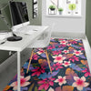 Hawaiian Floral Tropical Flower Hibiscus Palm Leaves Pattern Print Floor Mat-grizzshop