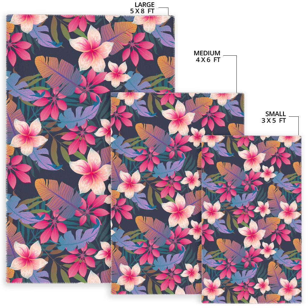 Hawaiian Floral Tropical Flower Hibiscus Palm Leaves Pattern Print Floor Mat-grizzshop