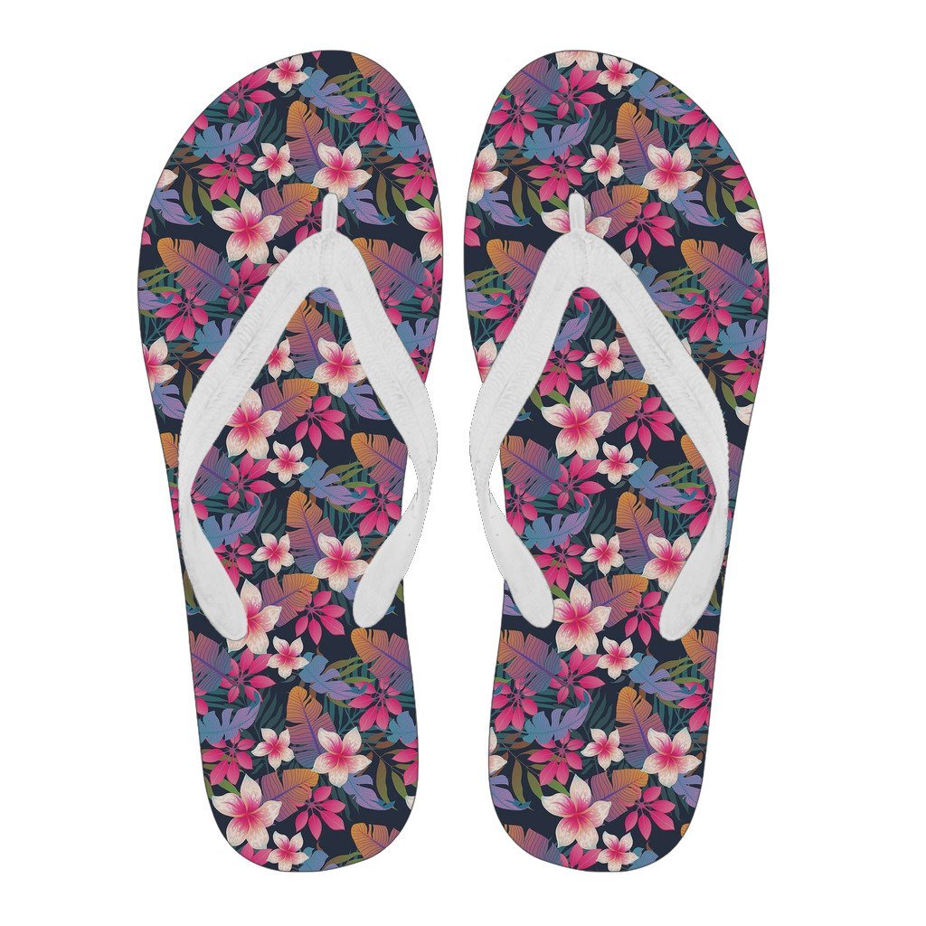Hawaiian Floral Tropical Flower Hibiscus Palm Leaves Pattern Print Men & Women Flip Flops-grizzshop