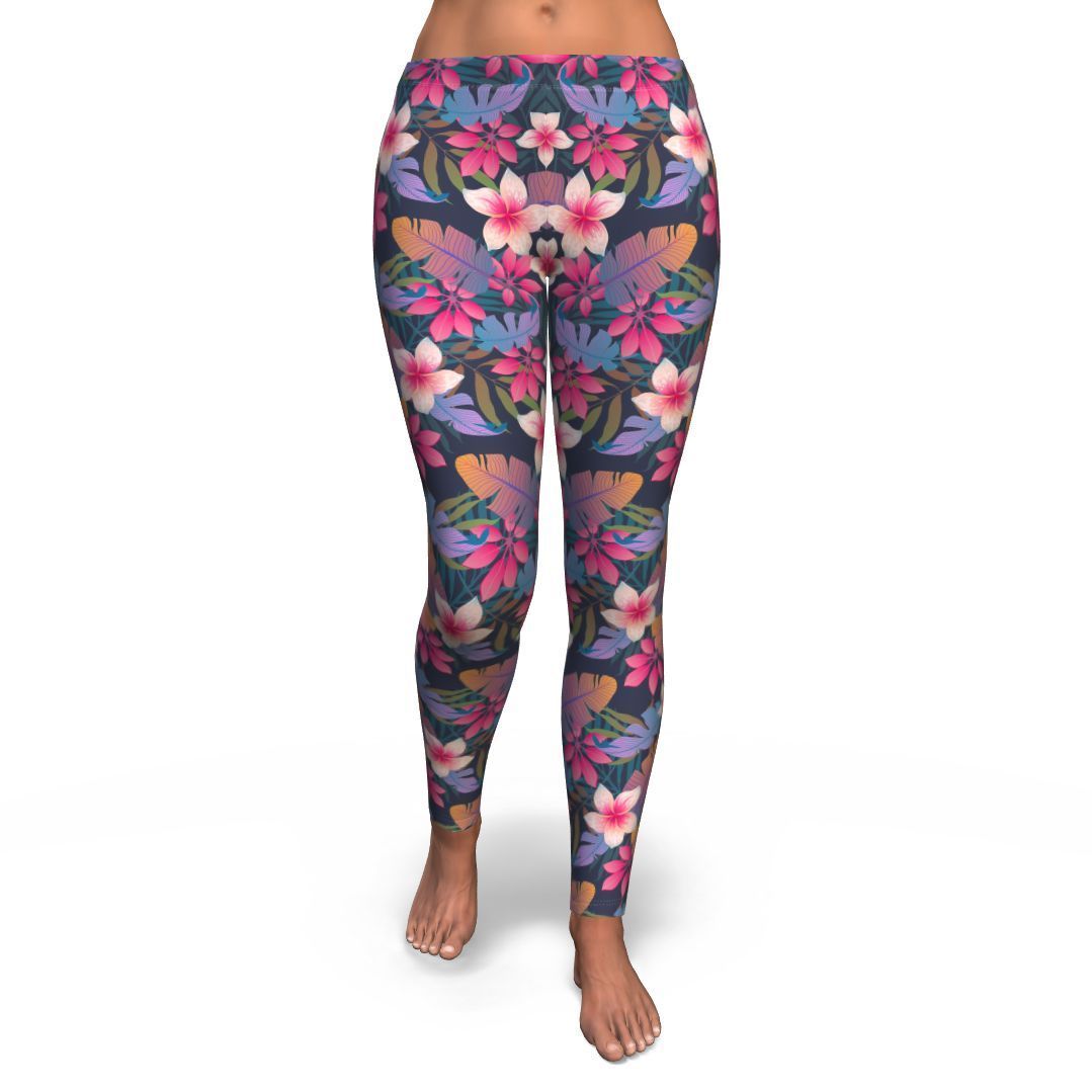 Hawaiian Floral Tropical Flower Hibiscus Palm Leaves Pattern Print Pattern Women Leggings-grizzshop