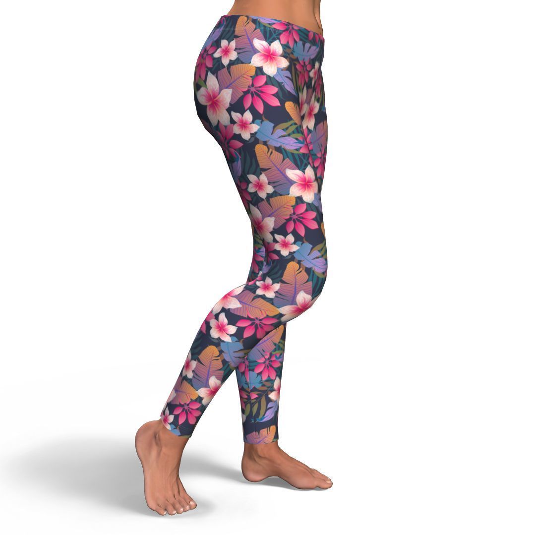 Hawaiian Floral Tropical Flower Hibiscus Palm Leaves Pattern Print Pattern Women Leggings-grizzshop