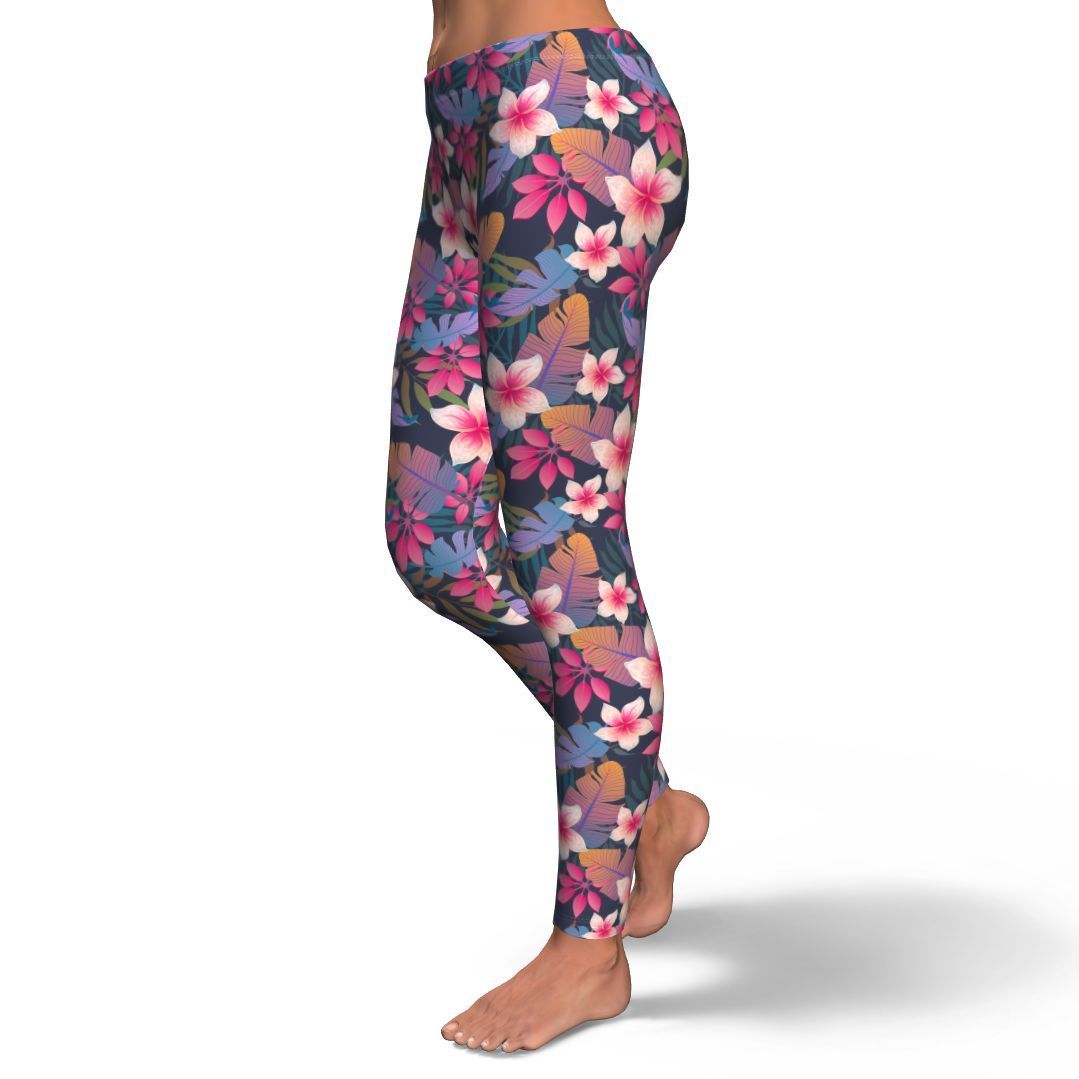 Hawaiian Floral Tropical Flower Hibiscus Palm Leaves Pattern Print Pattern Women Leggings-grizzshop