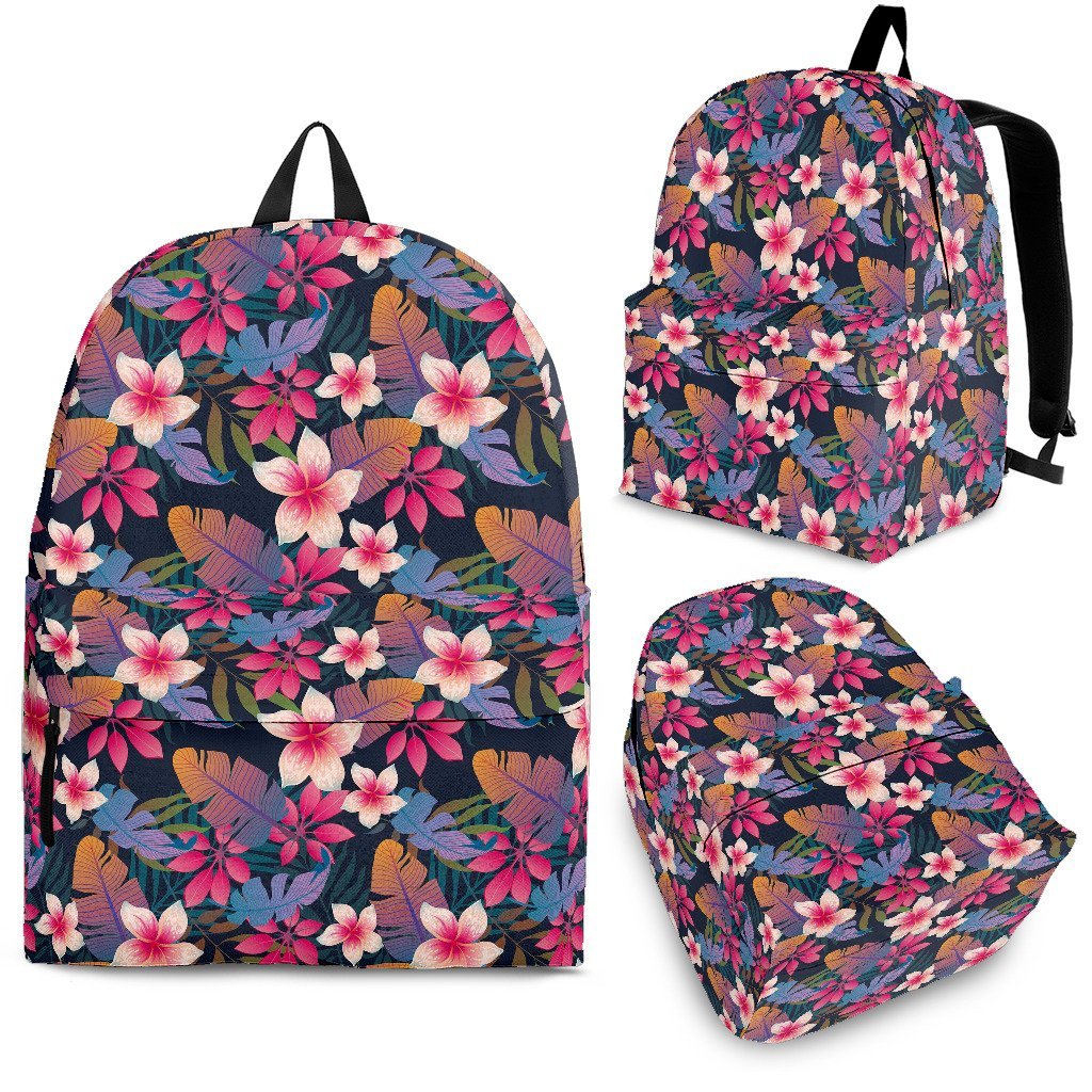 Hawaiian Floral Tropical Flower Hibiscus Palm Leaves Pattern Print Premium Backpack-grizzshop