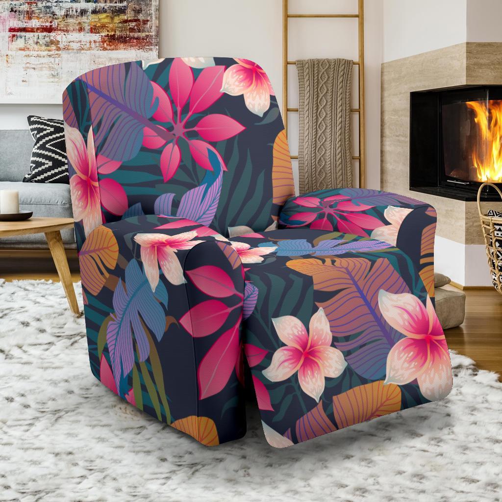 Hawaiian Floral Tropical Flower Hibiscus Palm Leaves Pattern Print Recliner Cover-grizzshop