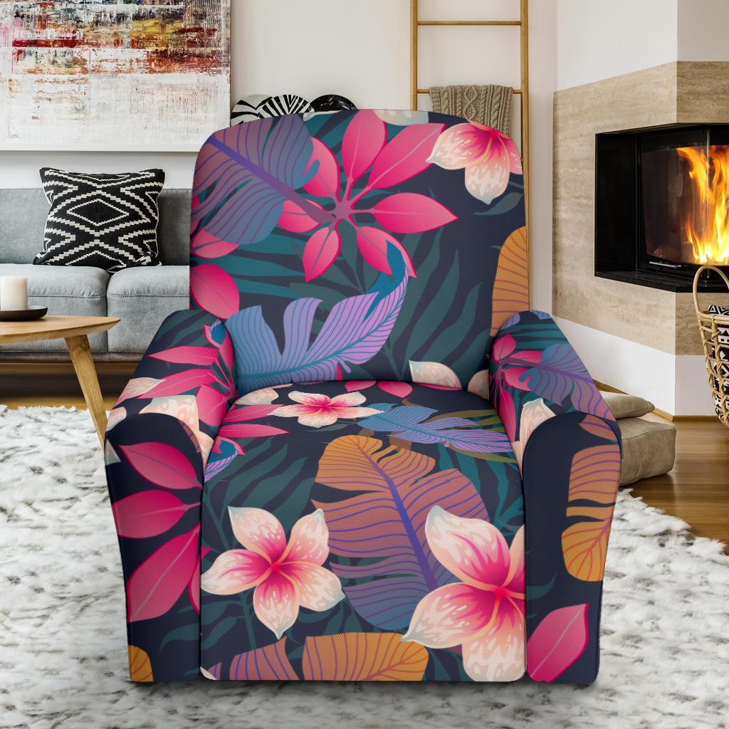 Hawaiian Floral Tropical Flower Hibiscus Palm Leaves Pattern Print Recliner Cover-grizzshop