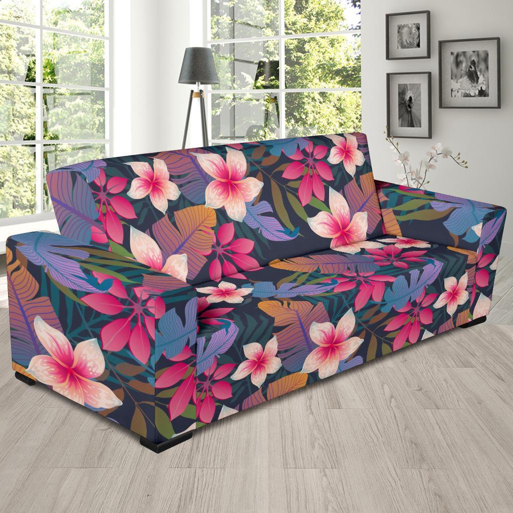 Hawaiian Floral Tropical Flower Hibiscus Palm Leaves Pattern Print Sofa Covers-grizzshop