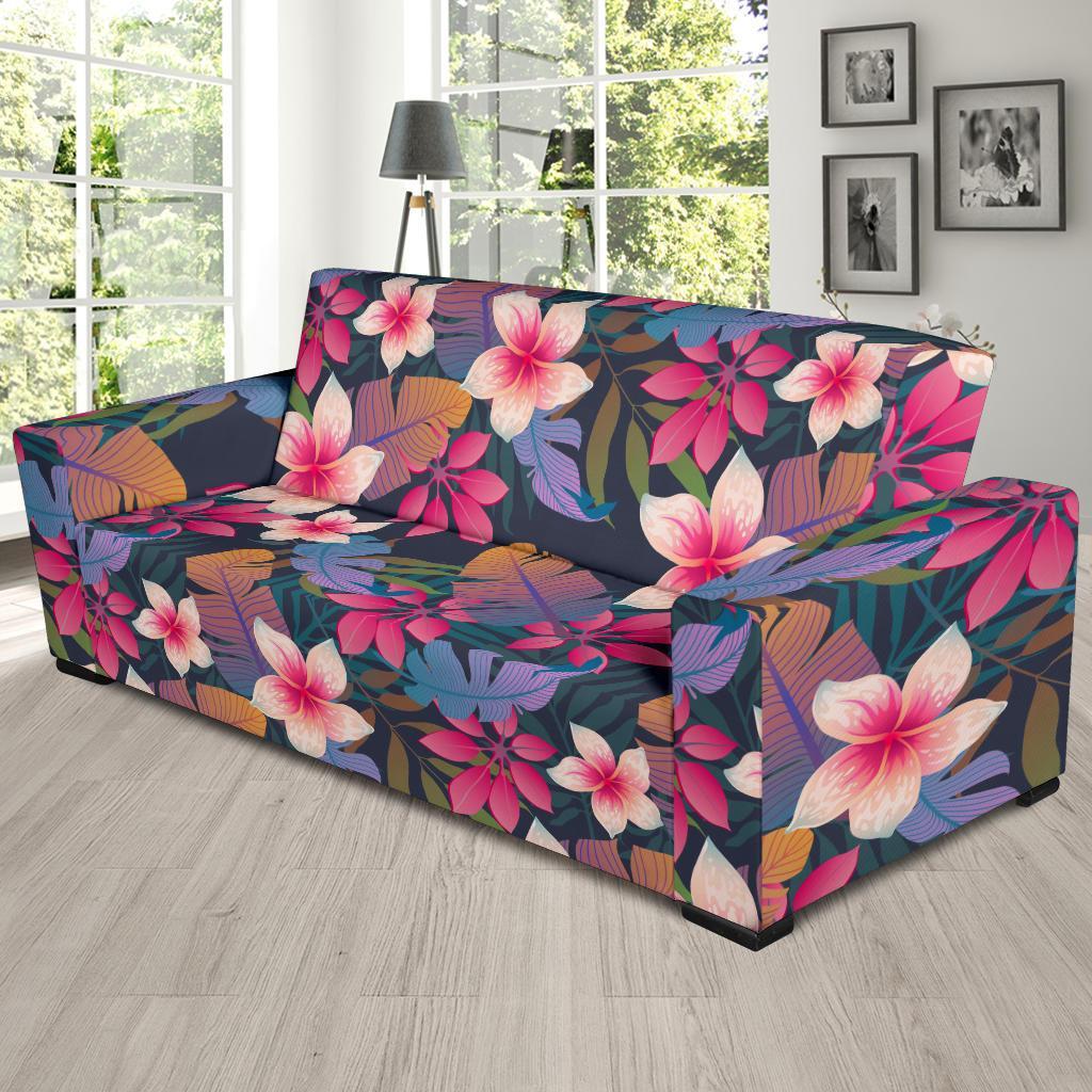 Hawaiian Floral Tropical Flower Hibiscus Palm Leaves Pattern Print Sofa Covers-grizzshop