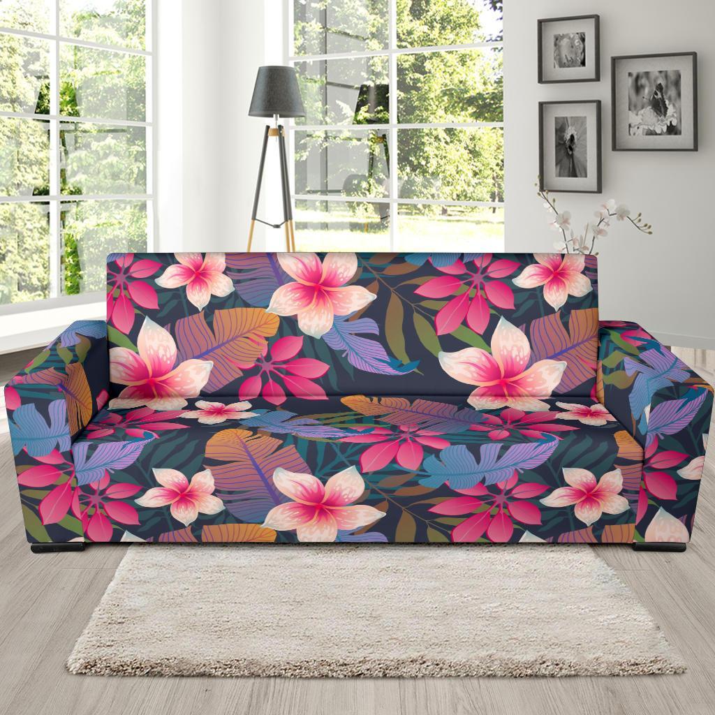 Hawaiian Floral Tropical Flower Hibiscus Palm Leaves Pattern Print Sofa Covers-grizzshop