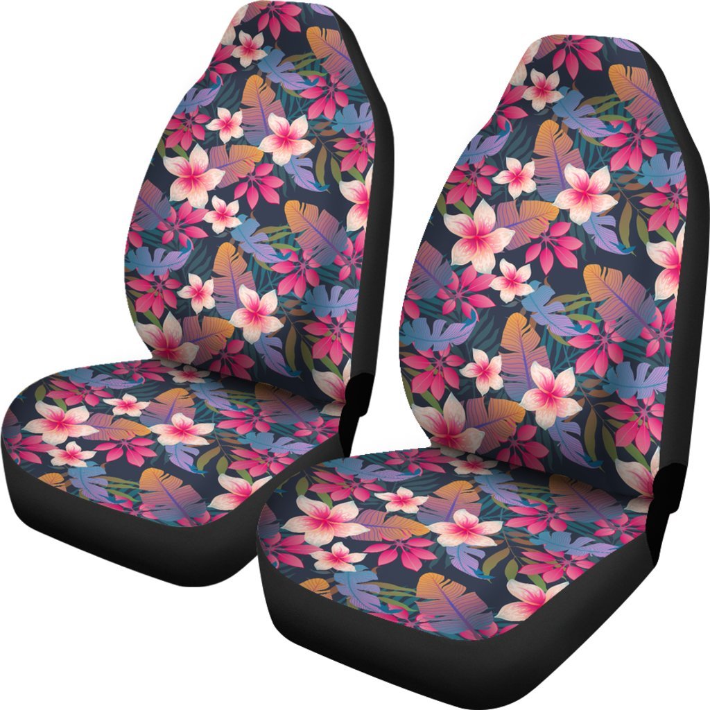 Hawaiian Floral Tropical Flower Hibiscus Palm Leaves Pattern Print Universal Fit Car Seat Cover-grizzshop