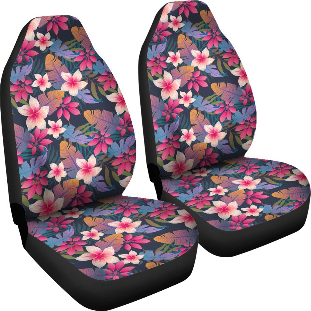 Hawaiian Floral Tropical Flower Hibiscus Palm Leaves Pattern Print Universal Fit Car Seat Cover-grizzshop