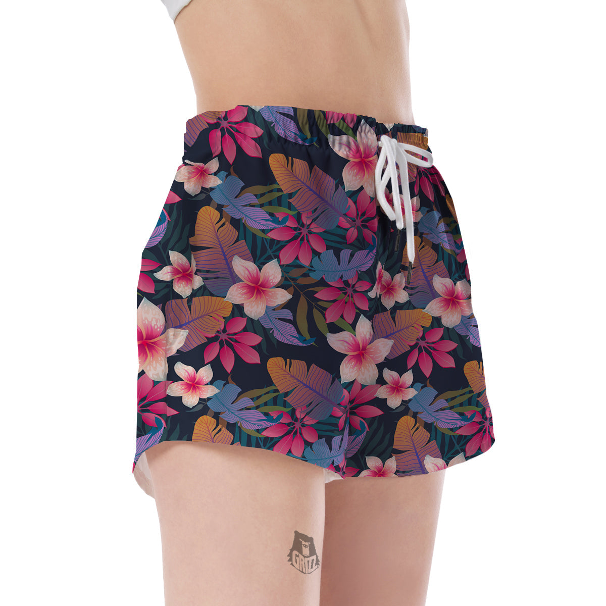 Hawaiian Floral Tropical Flower Hibiscus Palm Leaves Pattern Print Women's Shorts-grizzshop