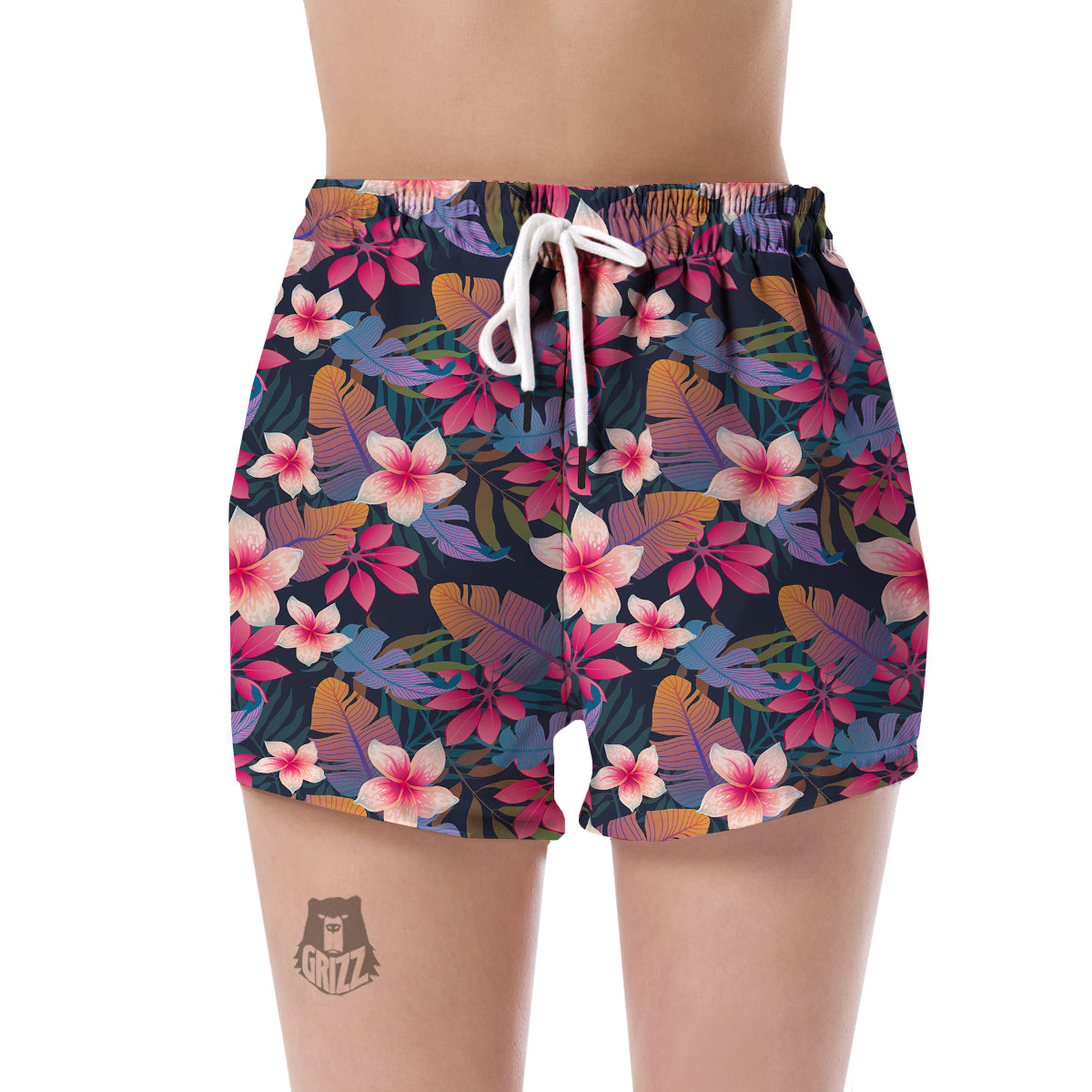 Hawaiian Floral Tropical Flower Hibiscus Palm Leaves Pattern Print Women's Shorts-grizzshop