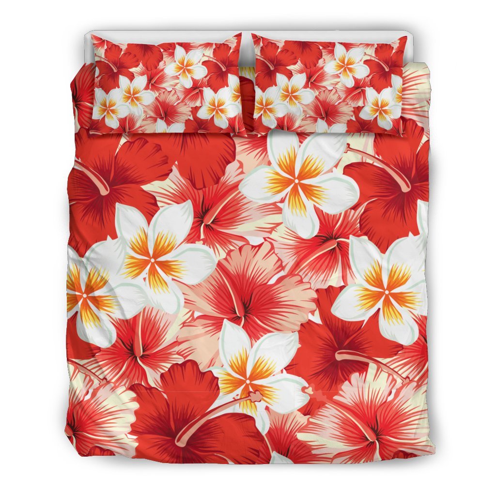 Hawaiian Floral Tropical Flower Red Hibiscus Pattern Print Duvet Cover Bedding Set-grizzshop