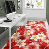 Hawaiian Floral Tropical Flower Red Hibiscus Pattern Print Floor Mat-grizzshop