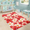 Hawaiian Floral Tropical Flower Red Hibiscus Pattern Print Floor Mat-grizzshop