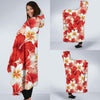 Hawaiian Floral Tropical Flower Red Hibiscus Pattern Print Hooded Blanket-grizzshop