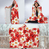 Hawaiian Floral Tropical Flower Red Hibiscus Pattern Print Hooded Blanket-grizzshop