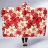 Hawaiian Floral Tropical Flower Red Hibiscus Pattern Print Hooded Blanket-grizzshop