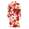 Hawaiian Floral Tropical Flower Red Hibiscus Pattern Print Men Long Robe-grizzshop