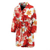 Hawaiian Floral Tropical Flower Red Hibiscus Pattern Print Men Long Robe-grizzshop