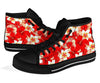 Hawaiian Floral Tropical Flower Red Hibiscus Pattern Print Men Women's High Top Shoes-grizzshop