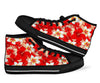 Hawaiian Floral Tropical Flower Red Hibiscus Pattern Print Men Women's High Top Shoes-grizzshop