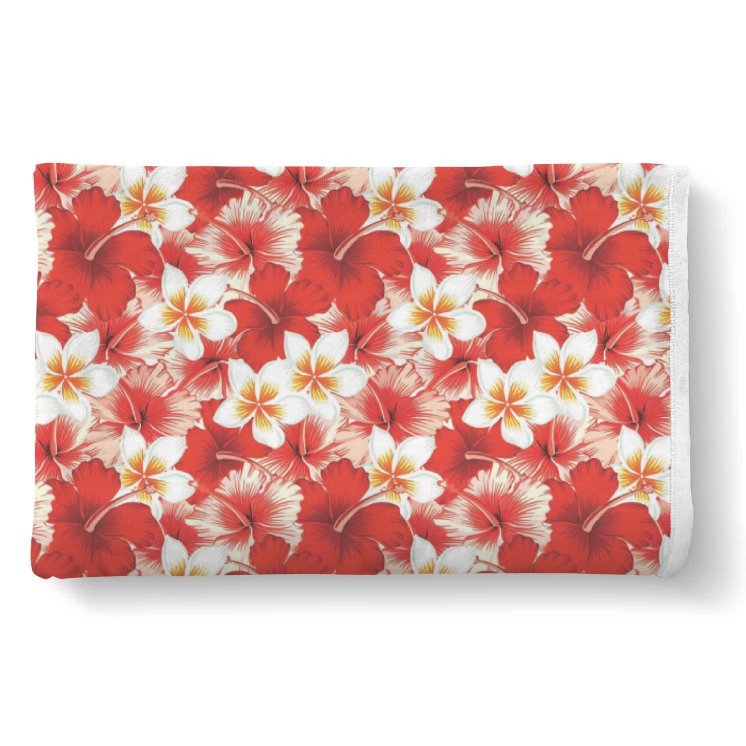 Hawaiian Floral Tropical Flower Red Hibiscus Pattern Print Throw Blanket-grizzshop