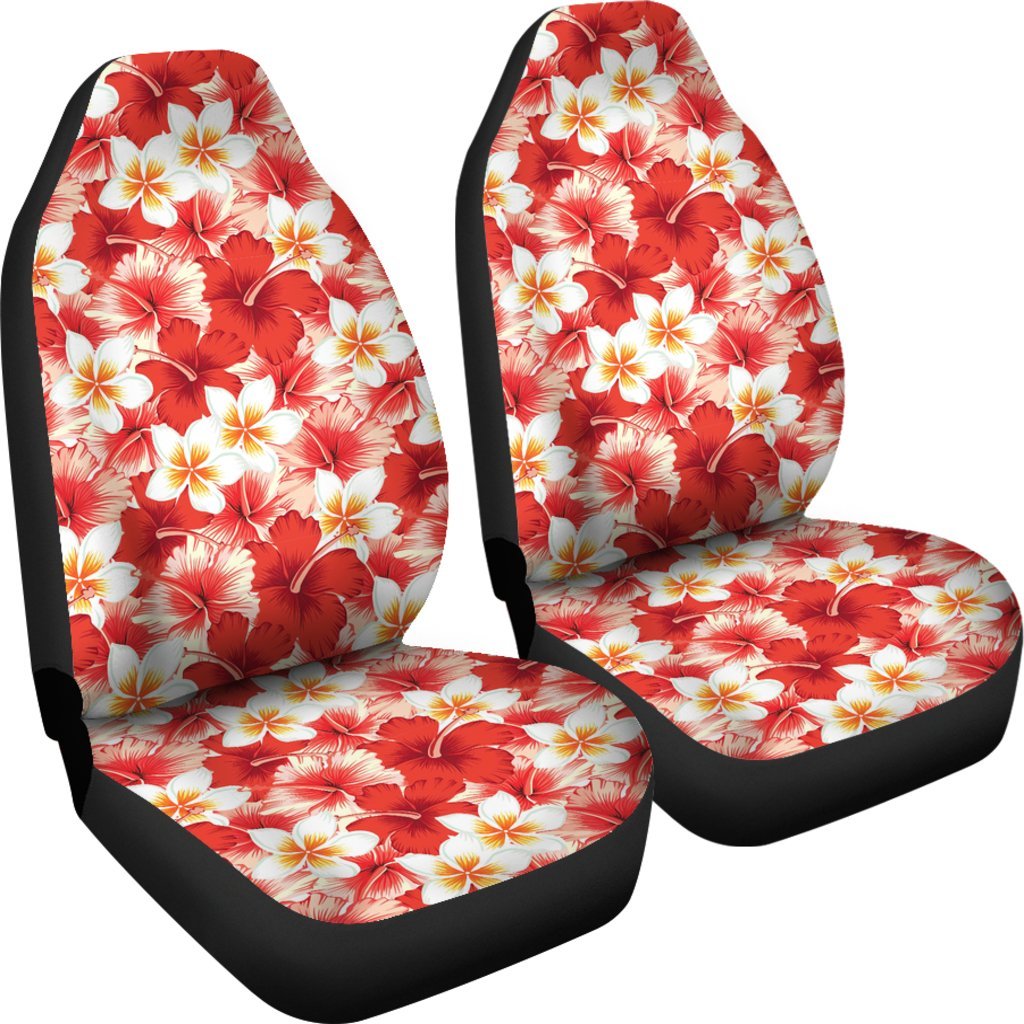 Hawaiian Floral Tropical Flower Red Hibiscus Pattern Print Universal Fit Car Seat Cover-grizzshop
