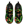 Hawaiian Flower And Tropical Leaf Print Pattern Black Sneaker-grizzshop