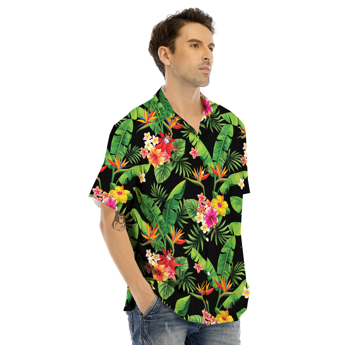 Hawaiian Flower And Tropical Leaf Print Pattern Men's Hawaiian Shirt-grizzshop