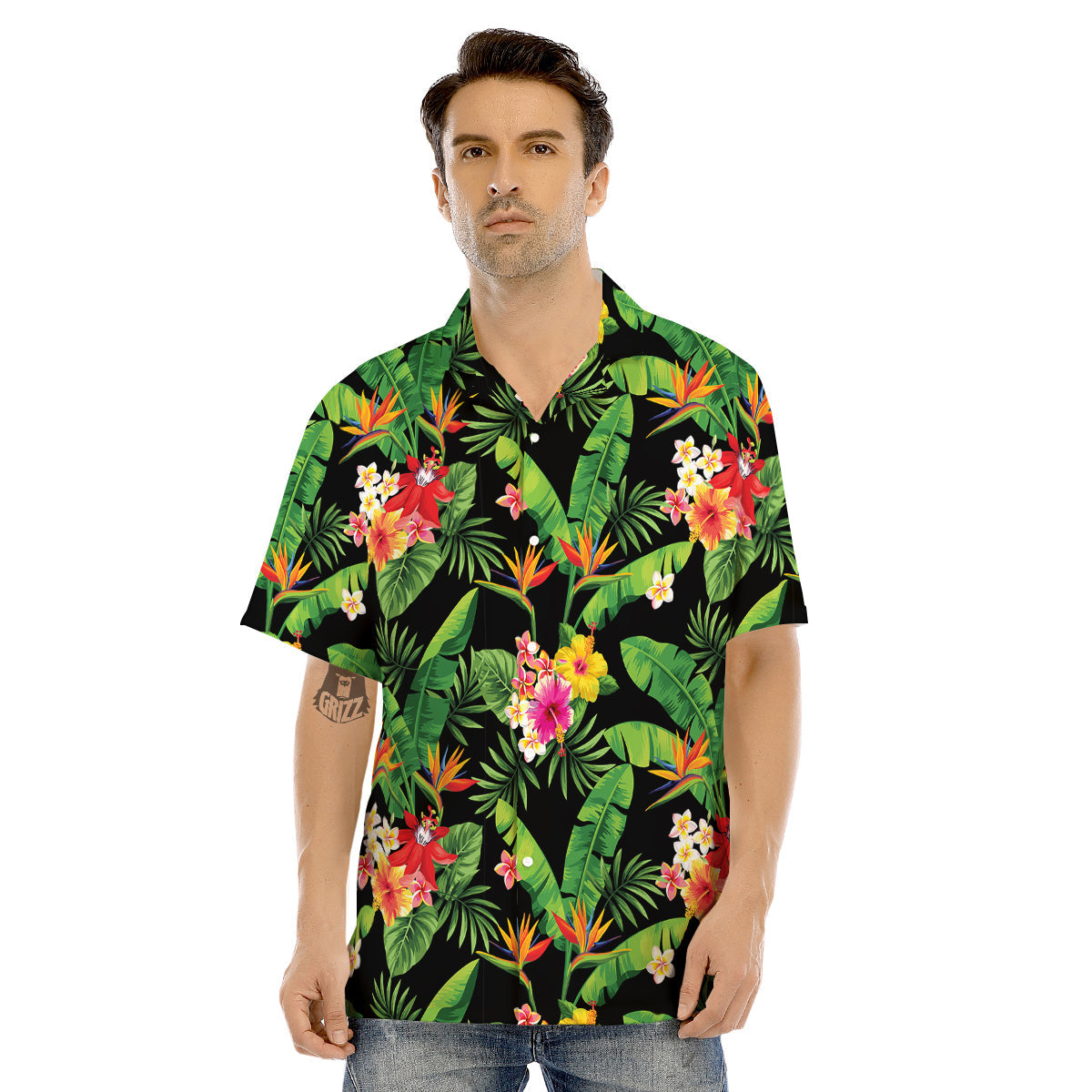 Hawaiian Flower And Tropical Leaf Print Pattern Men's Hawaiian Shirt-grizzshop