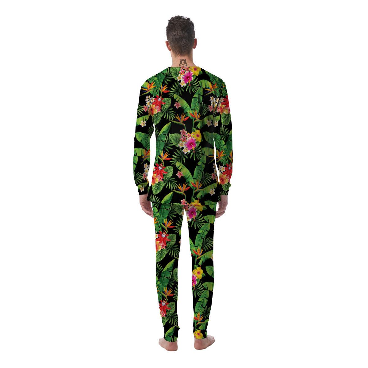 Hawaiian Flower And Tropical Leaf Print Pattern Men's Pajamas-grizzshop