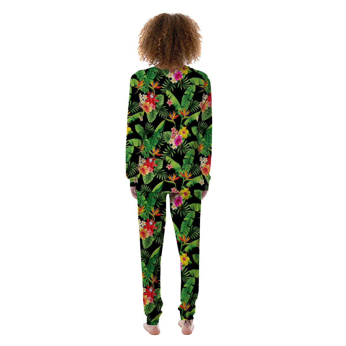 Hawaiian Flower And Tropical Leaf Print Pattern Women's Pajamas-grizzshop