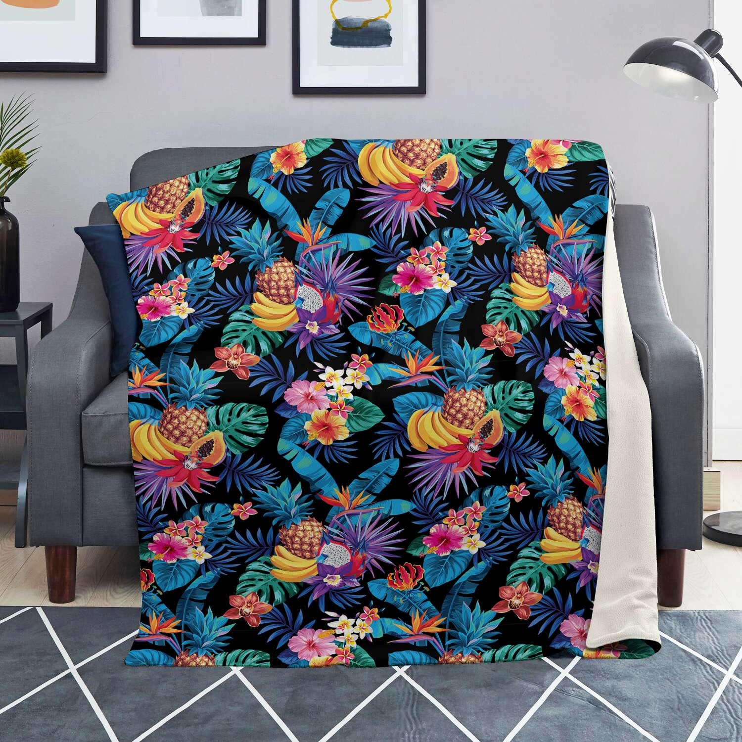 Hawaiian Fruit Tropical Print Blanket-grizzshop