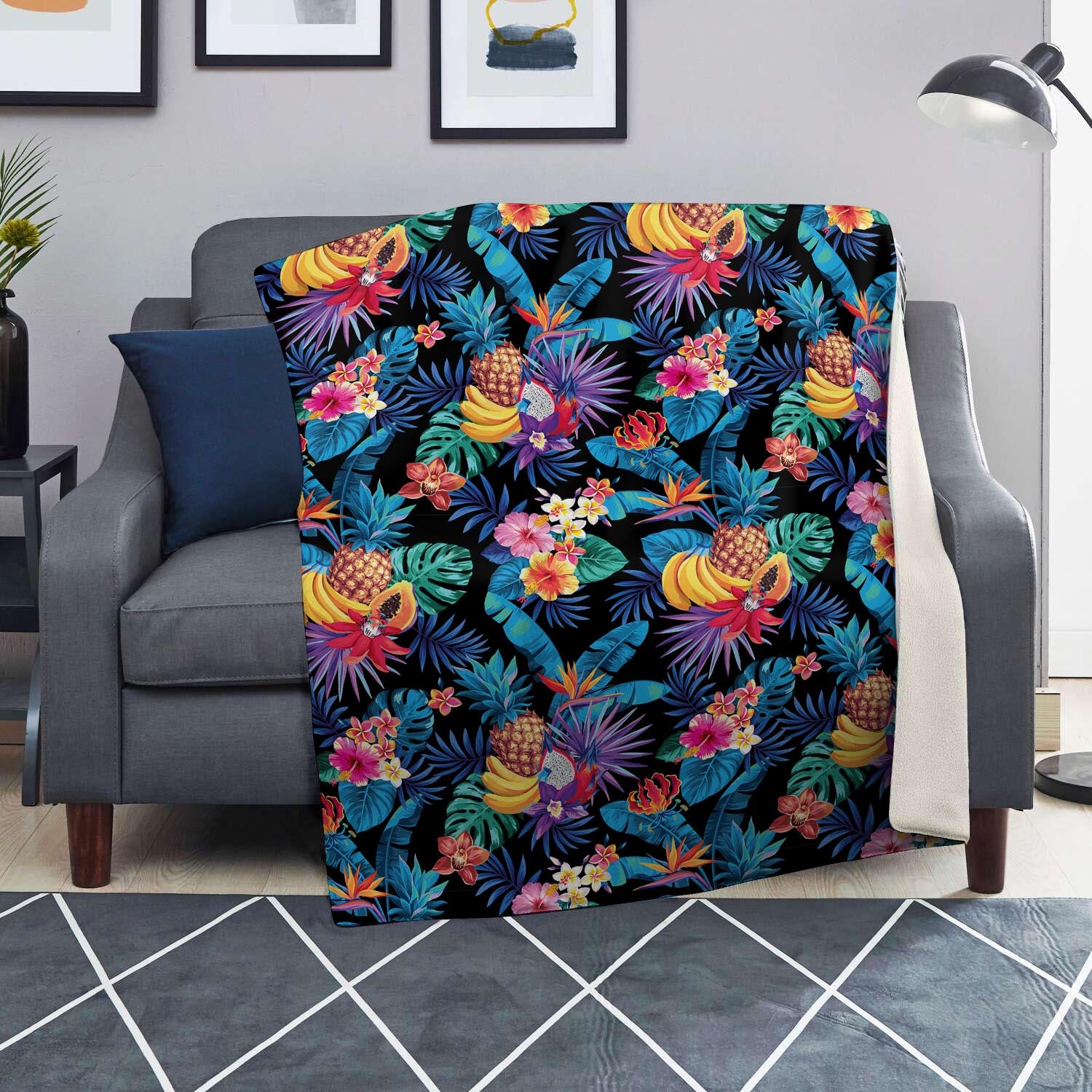 Hawaiian Fruit Tropical Print Blanket-grizzshop