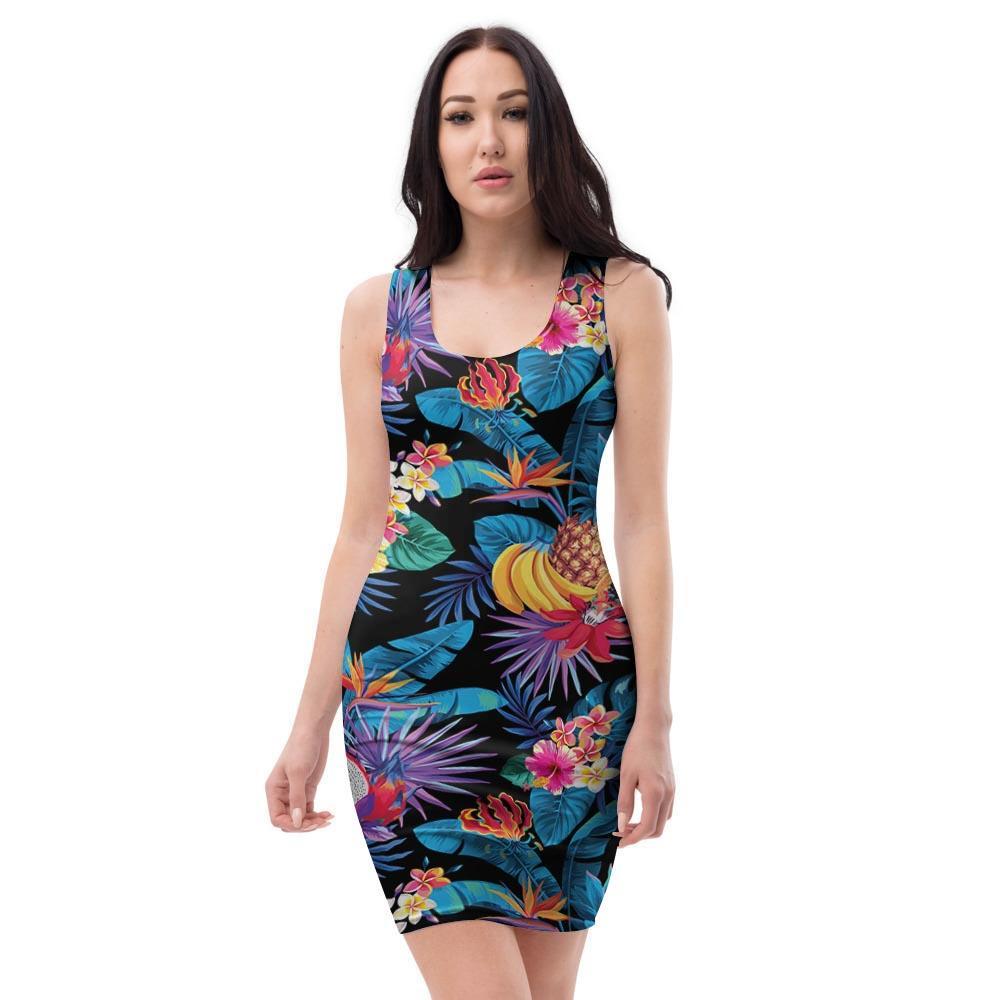 Hawaiian Fruit Tropical Print Bodycon Dress-grizzshop