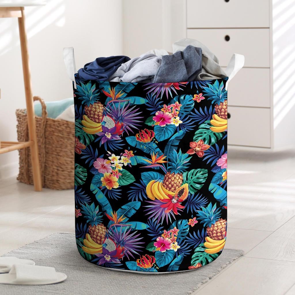 Hawaiian Fruit Tropical Print Laundry Basket-grizzshop