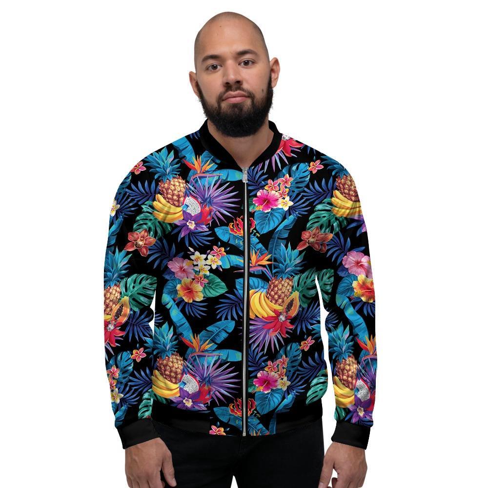 Hawaiian Fruit Tropical Print Men's Bomber Jacket-grizzshop