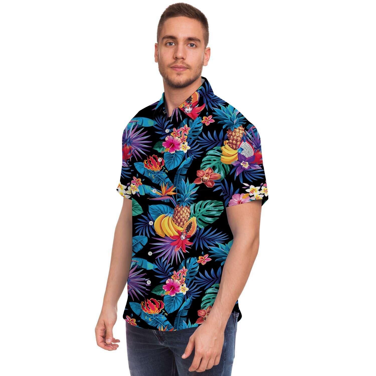 Hawaiian Fruit Tropical Print Men's Short Sleeve Shirt-grizzshop