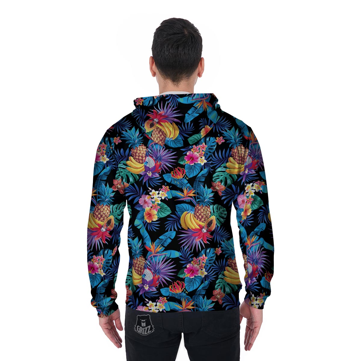 Hawaiian Fruit Tropical Print Men's Zip Up Hoodie-grizzshop