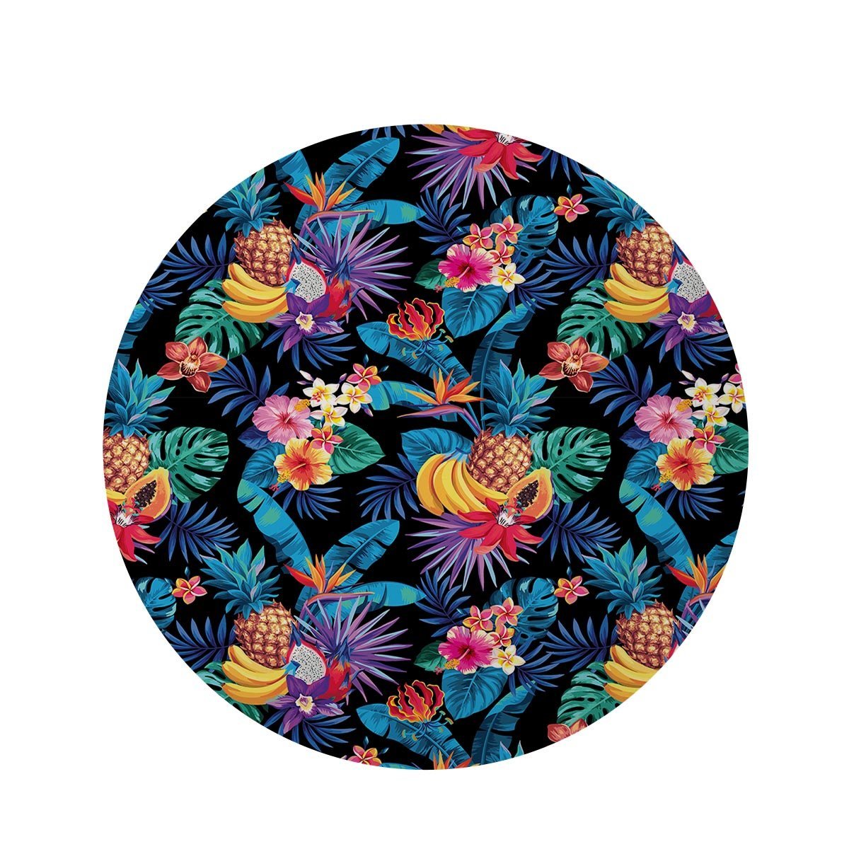 Hawaiian Fruit Tropical Print Round Rug-grizzshop