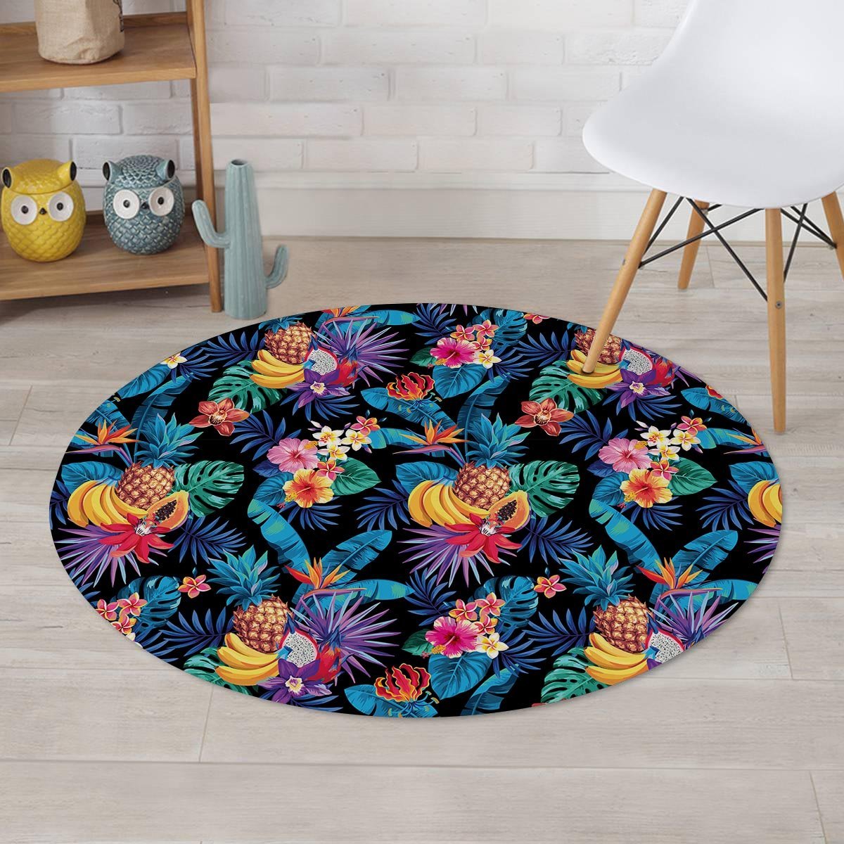 Hawaiian Fruit Tropical Print Round Rug-grizzshop