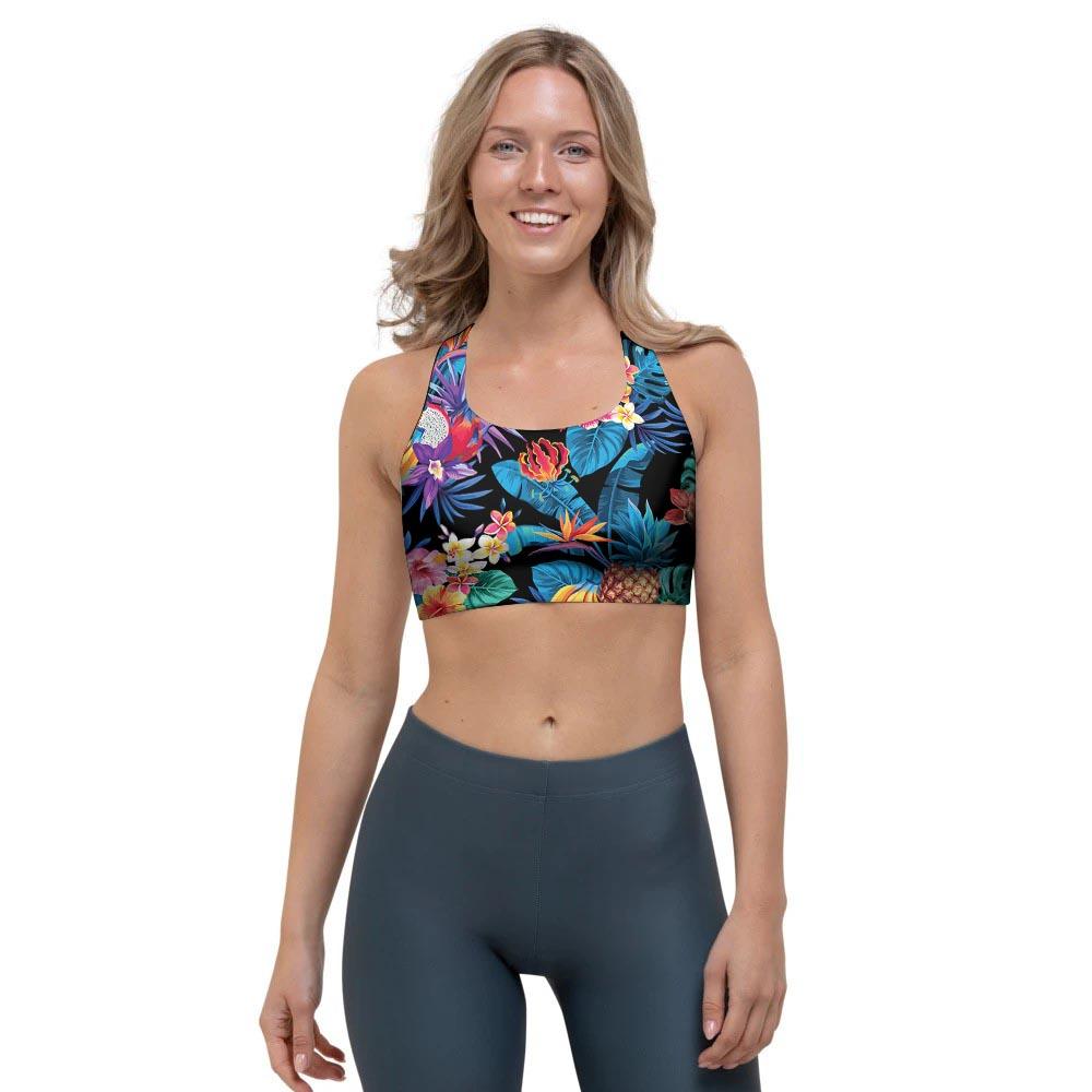 Hawaiian Fruit Tropical Print Sports Bra-grizzshop