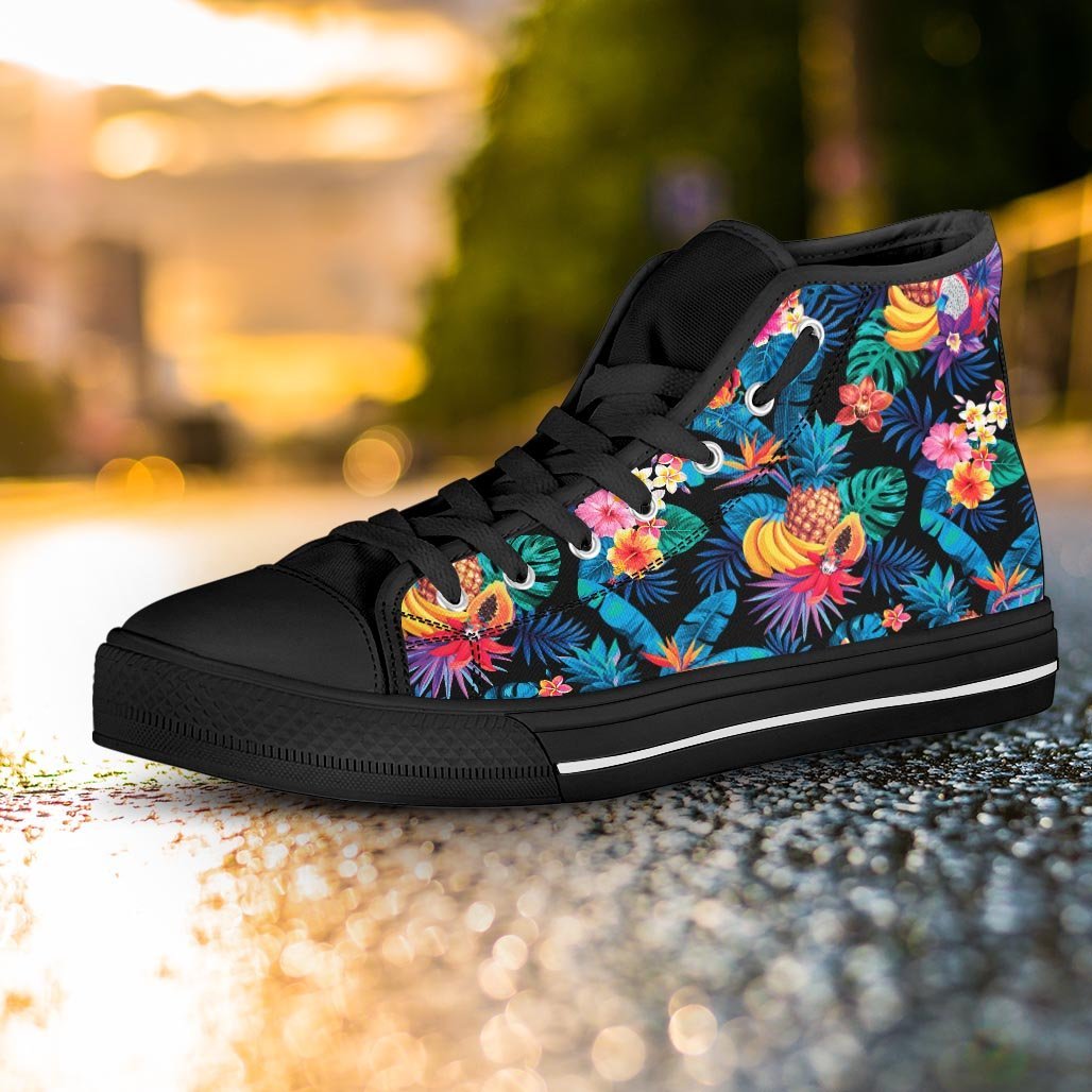 Hawaiian Fruit Tropical Print Women's High Top Shoes-grizzshop