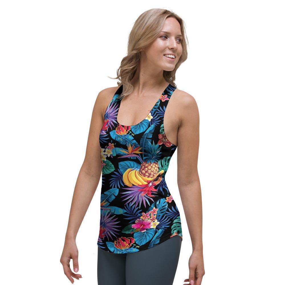 Hawaiian Fruit Tropical Print Women's Racerback Tank Top-grizzshop
