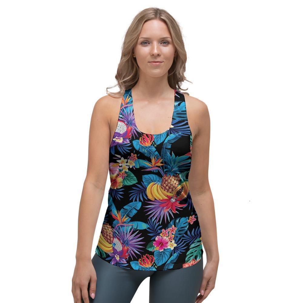 Hawaiian Fruit Tropical Print Women's Racerback Tank Top-grizzshop
