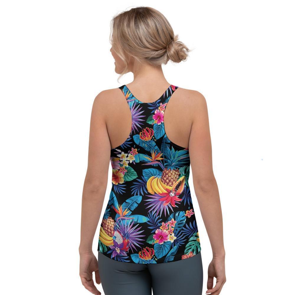 Hawaiian Fruit Tropical Print Women's Racerback Tank Top-grizzshop