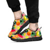 Hawaiian Fruits And Palm Tropical Print Pattern Black Sneaker-grizzshop