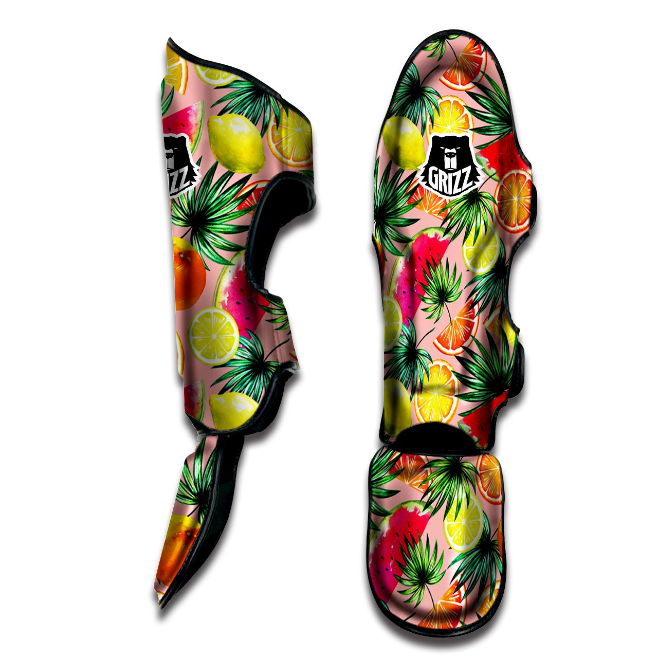 Hawaiian Fruits And Palm Tropical Print Pattern Muay Thai Shin Guards-grizzshop